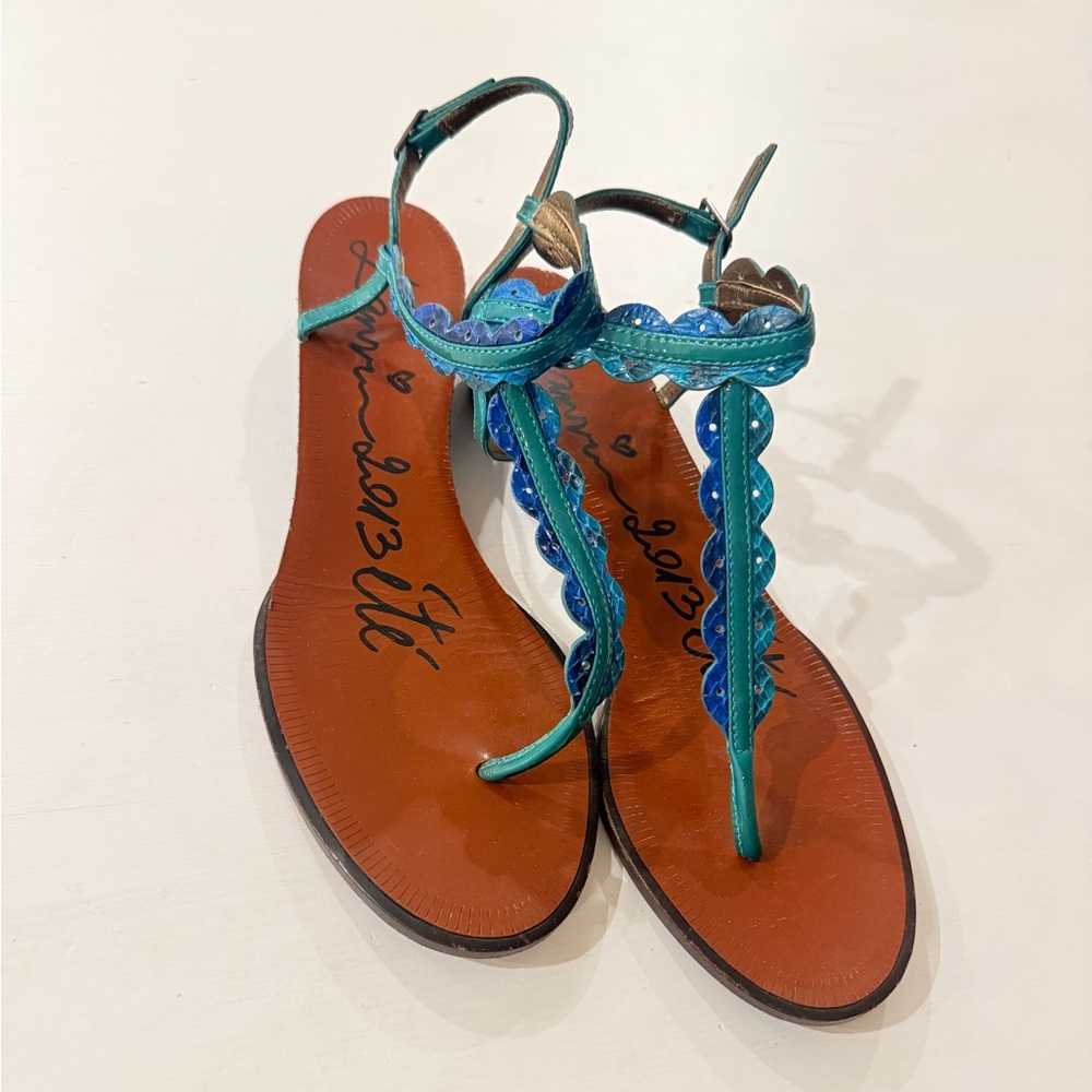 LANVIN Women's T-strap thong Sandals Summer wedge heel Size 40
